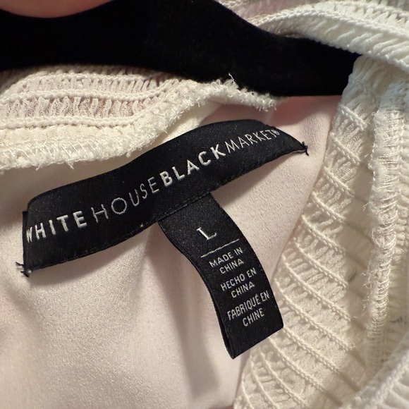 White House Black Market Cream Embellished Mandarin Collar Blouse - Picture 5 of 6